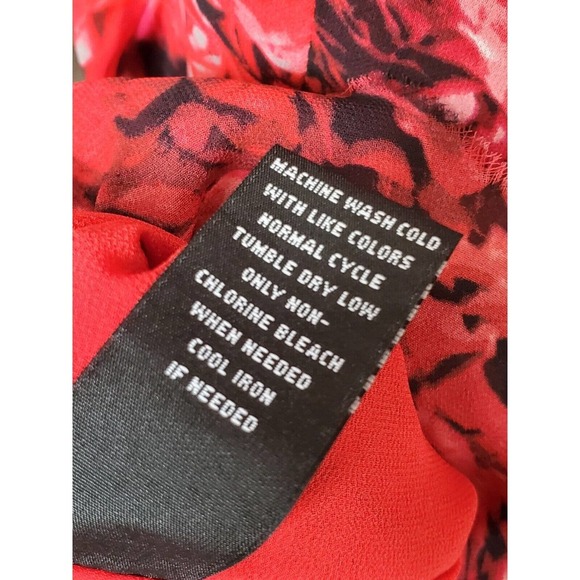 Gambatista Valli Red Floral Polyester Round Neck Sleeveless Knee Length Dress L - Picture 9 of 11